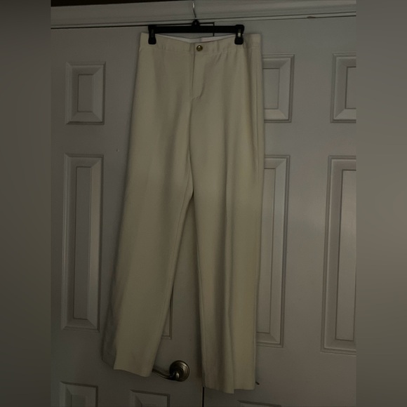 NWT $198 Lilly Pulitzer Lyndie High Rise 32" Coconut Pants Winter White Size 8 - Picture 11 of 13